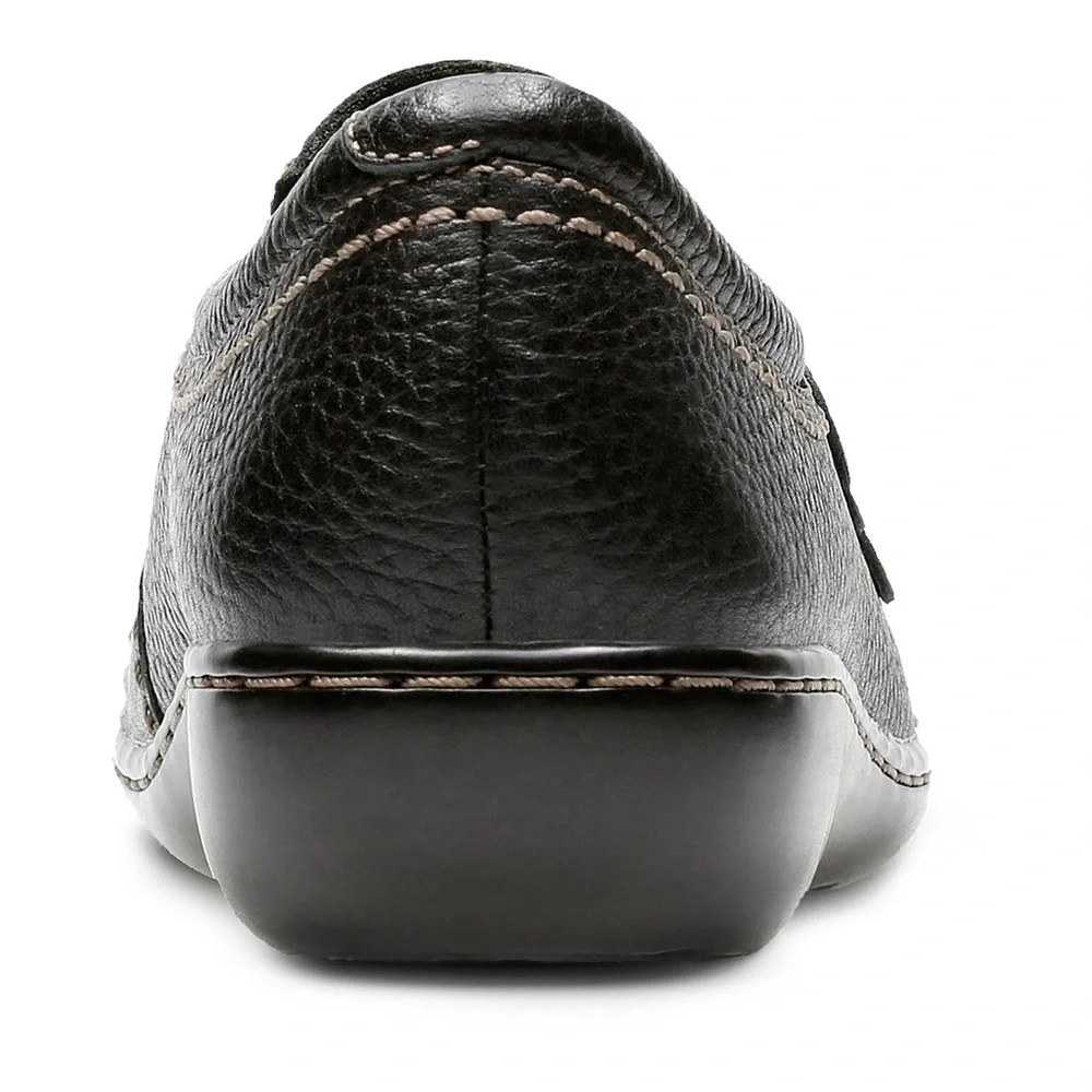 Clarks Ashland Effie Black Leather Slip-On Loafers Size 9 Comfort OrthoLite